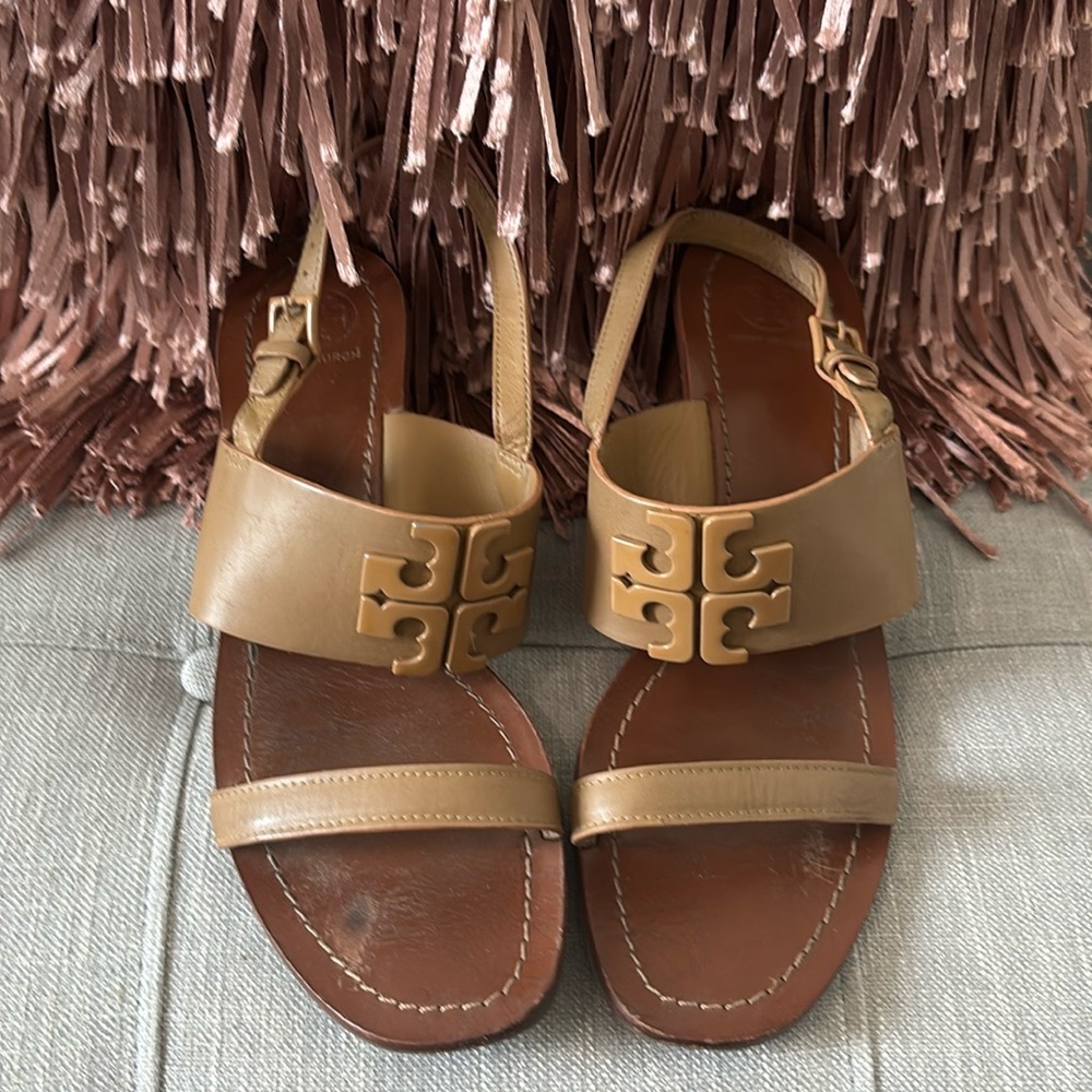 Size 10 Tory Burch Tan Slingback Sandal 2 in heel